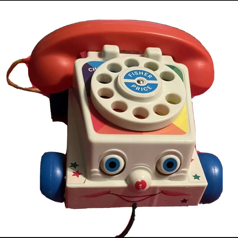 Fisher Price Chatter Telephone Talking Rolling Phone 2005 Mattel Retro Phone